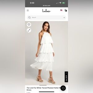 NWT - Lulus white tiered pleated dress